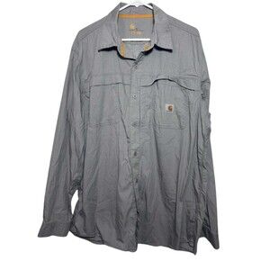 Carhartt Button Down Shirt Men's XL Tan Relaxed Fit Fishing Outdoors Long Sleeve